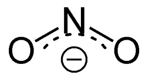 Nitrit Ion als chemische Formel.